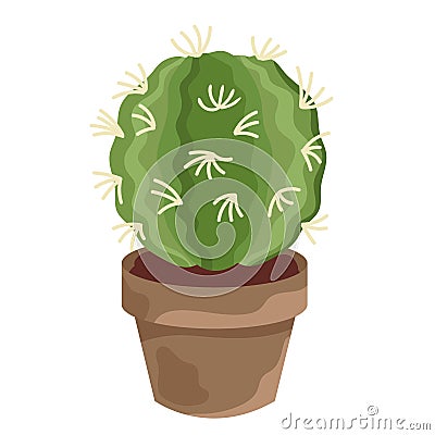 growth by cactus potted plant Vector Illustration