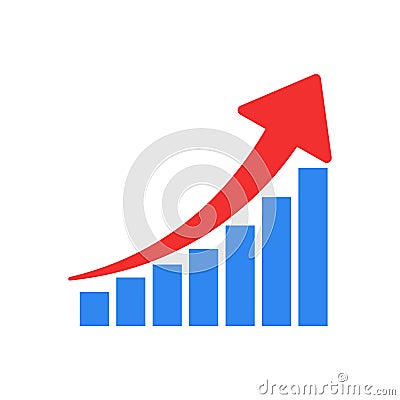 Growth chart icon. Grow diagram flat vector illustration. Vector Illustration