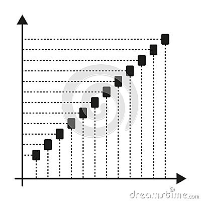 Growth chart icon. Statistical graph symbol. Vector lines design. Black data shape. Vector Illustration