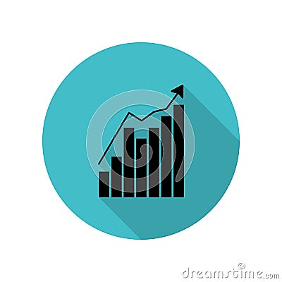 Growth chart long shadow icon. Simple glyph, flat vector of web icons for ui and ux, website or mobile application Stock Photo