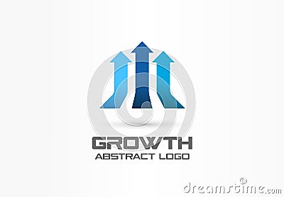 Growth creative symbol concept. Leadership, profit, grow up 3d arrows abstract business logo. Leader power, progress Vector Illustration