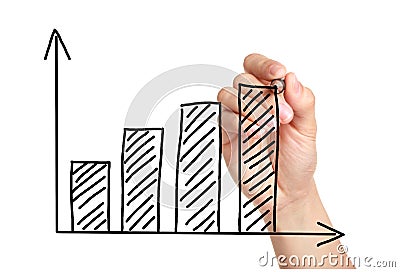 Growth Graph on Blackboard Stock Photo