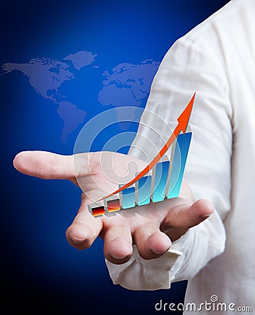 growth graph on hand Stock Photo