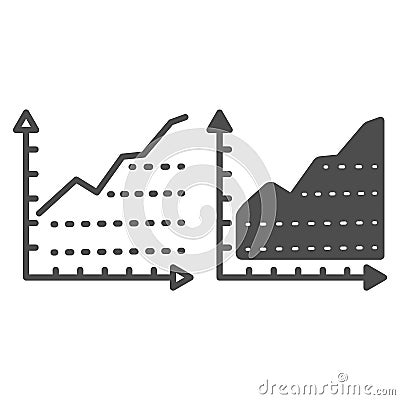 Growth graph line and glyph icon. Diagram, chart with arrows symbol, outline style pictogram on white background Vector Illustration