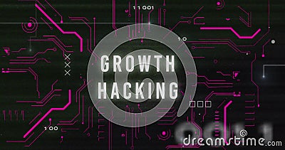 Growth Hacking text image over digital numbers and symbols on dark background Stock Photo