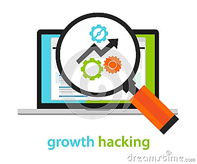 Growth hacking ways how business technology company strategy to improve user and revenue number Vector Illustration