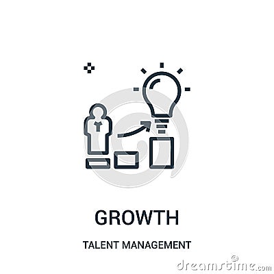 growth icon vector from talent management collection. Thin line growth outline icon vector illustration Vector Illustration