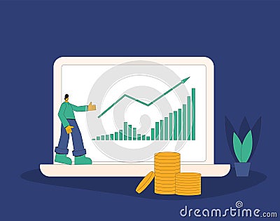Financial growth. Investment concept. Lucky retail investor. Vector illustration Vector Illustration