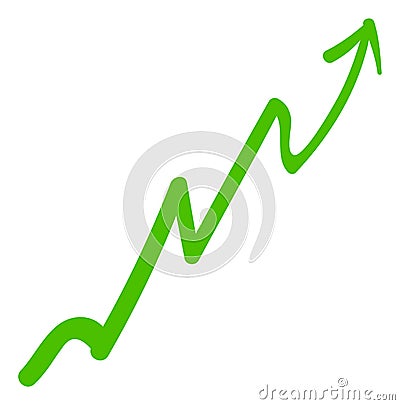 Growth line chart arrow. Doodle positive trend Vector Illustration