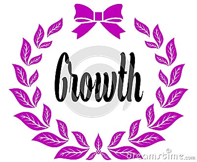 GROWTH with pink laurels ribbon and bow. Stock Photo