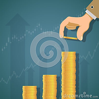 Growth of profit and revenue. Vector Illustration