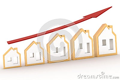 Growth in real estate shown on graph Cartoon Illustration