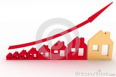 Growth in real estate shown on graph Cartoon Illustration