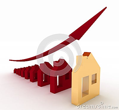 Growth in real estate shown on graph Cartoon Illustration