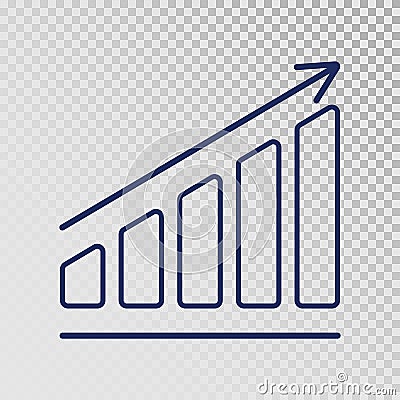 Growth template. Business progress. Growing bar graph icon on transparent background. Finance, career grows concept Vector Illustration