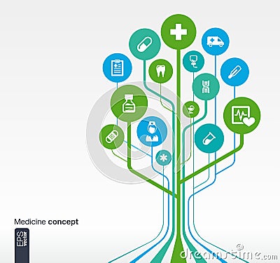 Growth tree medical, health, healthcare concept Vector Illustration