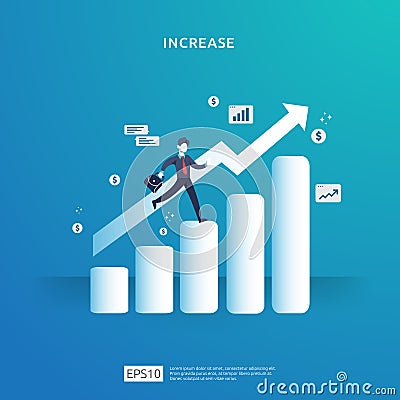 growth up arrow illustration concept for income salary rate increase with people character. business profit sale grow margin Vector Illustration