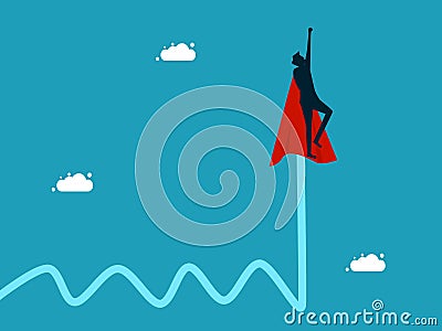 Growth in volatile conditions. Optimization for growth. man hero overcoming crisis Vector Illustration