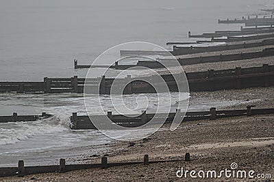 Groynes at Worthing, England Stock Photo