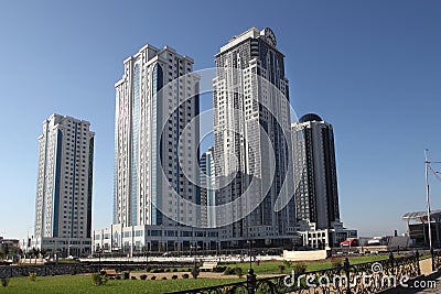 The Grozny-City Towers, Chechnya Stock Photo