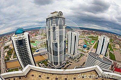 Top view on Grozny with modern tower buildings Editorial Stock Photo