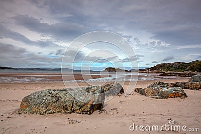 Gruinard Bay is a large remote coastal embayment, located 12 miles north of Poolewe Stock Photo