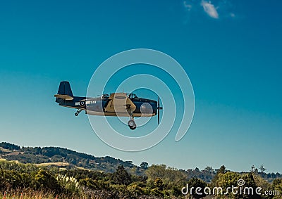 1943 Grumman Avenger coming in to land Editorial Stock Photo
