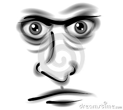 Grumpy Angry Mean Man Face Cartoon Illustration