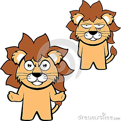 grumpy lion character cartoon standing funny expressions pack illustration Vector Illustration