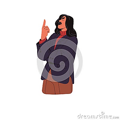 Grumpy man gesturing, expression finger up. People lecture, criticize, moralizing, speak rules. Theater actor with Vector Illustration
