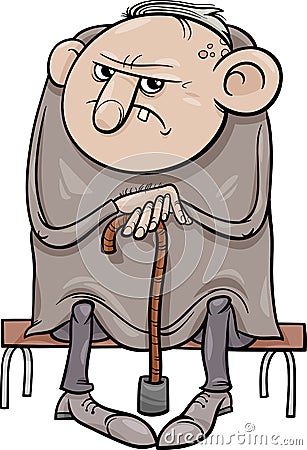 Grumpy old man cartoon illustration Vector Illustration