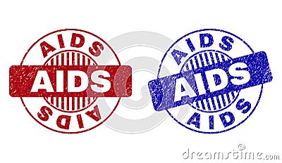 Grunge AIDS Textured Round Stamps Vector Illustration