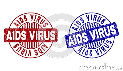 Grunge AIDS VIRUS Textured Round Stamps Vector Illustration
