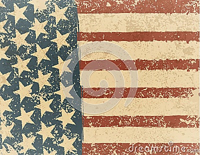 Grunge American flag background. Vector illustration, EPS 10 Cartoon Illustration