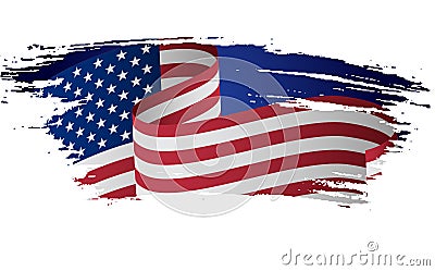 Grunge American flag. Flag of the USA, the United States of America in grunge style. USA, American flag with grunge Vector Illustration