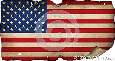 Grunge American Flag On Old Paper Stock Photo