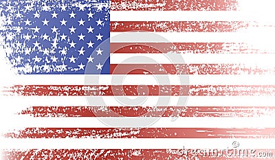 Grunge American flag of vintage shabby design. Vector illustration Cartoon Illustration