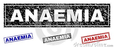 Grunge ANAEMIA Textured Rectangle Watermarks Vector Illustration