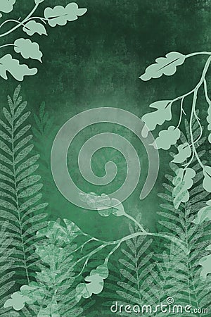 Hand drawn art dyed grunge background with Japanese style ink look on antiqued edge background in dark green Stock Photo