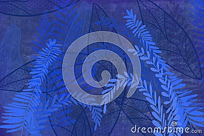 Hand drawn art dyed grunge background with Japanese style ink look on antiqued edge background in indigo blue Stock Photo