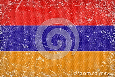 Grunge Armenia flag texture on kapron fabric Stock Photo