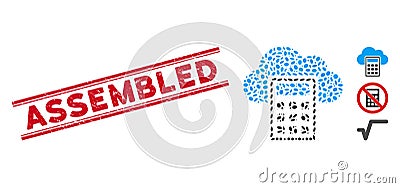 Grunge Assembled Line Seal and Mosaic Calculation Icon Stock Photo