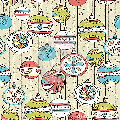 Grunge background with christmas balls, vector Vector Illustration