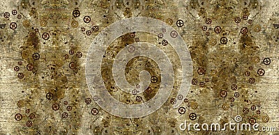 Grunge Background with Steampunk Gears Stock Photo