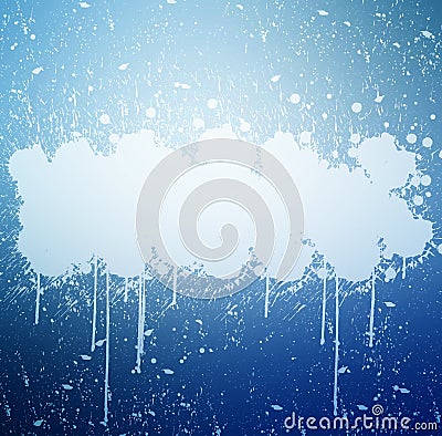 Grunge banner with white inky splashes Stock Photo