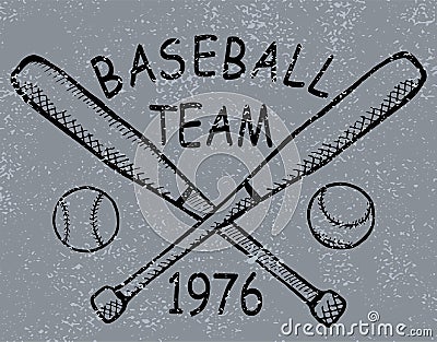 Grunge baseball design t-shirt Printing. Vector Vector Illustration