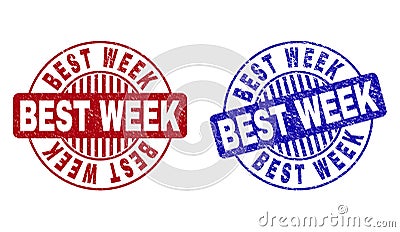 Grunge BEST WEEK Textured Round Stamp Seals Vector Illustration