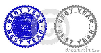 Grunge BEST YEAR Scratched Stamps Vector Illustration