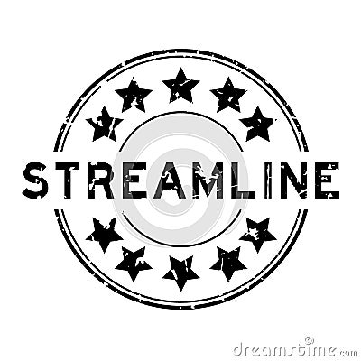 Grunge black streamline word with star icon round rubber stamp on white background Vector Illustration