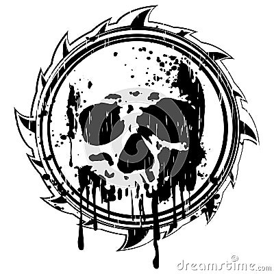 Grunge black and white sign to skull Vector Illustration